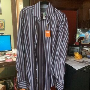 NWT Thomas Dean Men’s striped Dress shirt